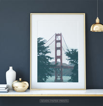 Load image into Gallery viewer, Golden Gate Bridge Green Foggy Photo Art