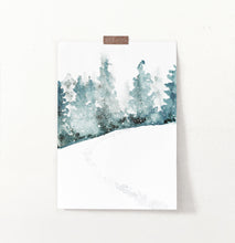 Load image into Gallery viewer, Snowy Hill Traces In Forest Watercolor Wall Decor