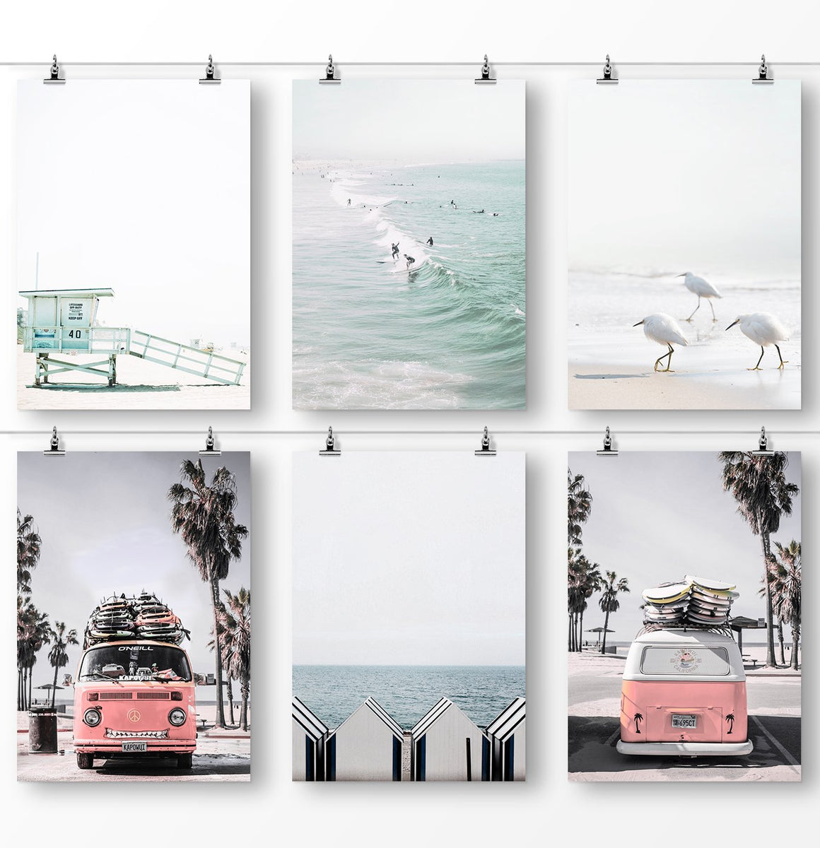 California Beach Art Set of 6 Prints FadeResistant Seven Paper Prints