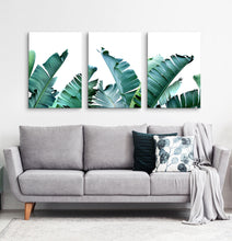 Load image into Gallery viewer, Tropical palm leaf canvas wall art set of 3 #148