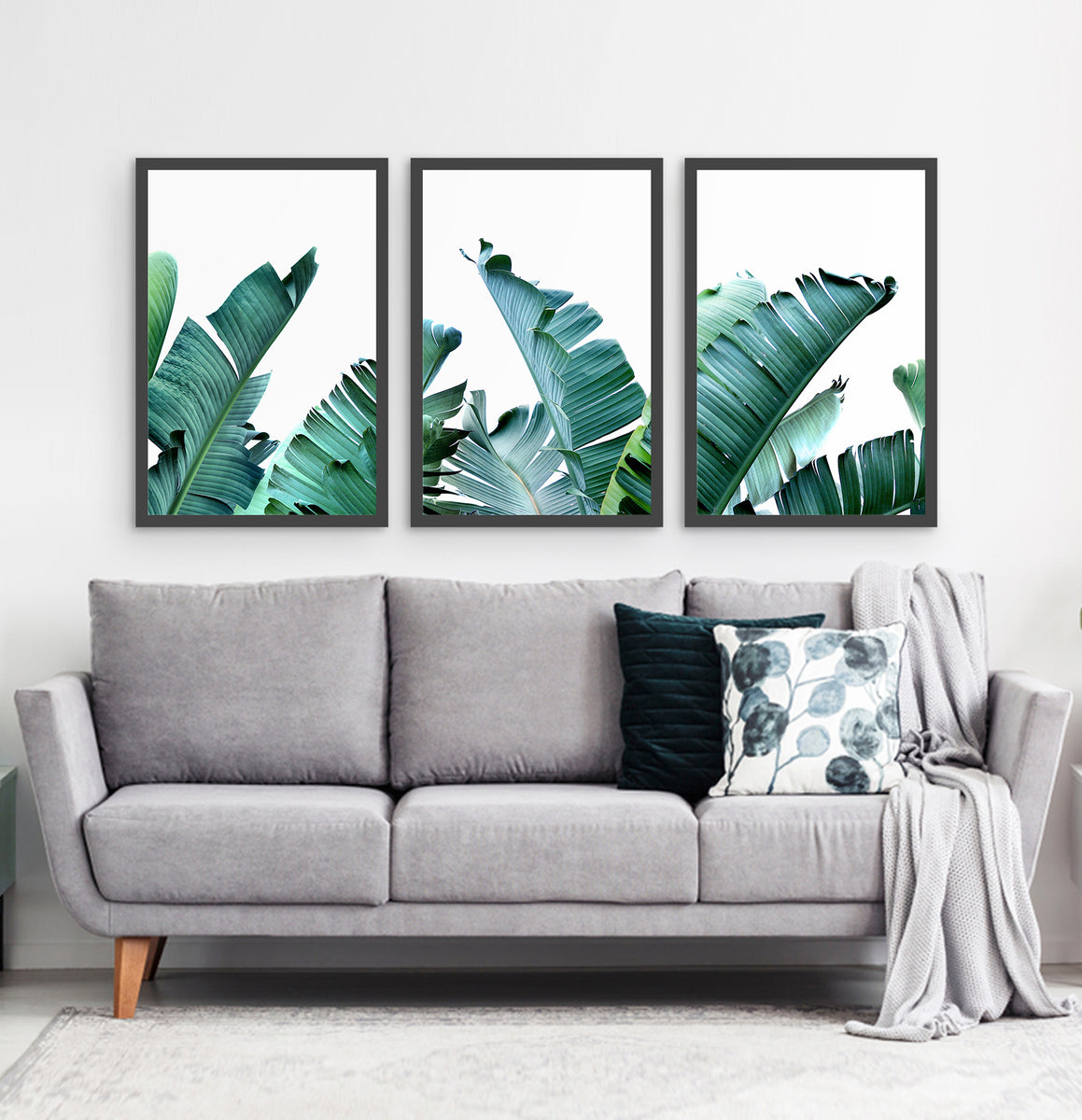 Banana Leaf Prints, Set of 3, Wall Art, Green Palm Leaf Print – Seven ...