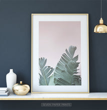 Load image into Gallery viewer, Neutral Color Tropical Banana Leaf Print on Dark Wall