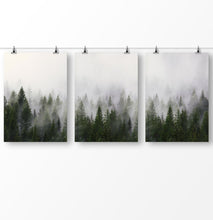 Load image into Gallery viewer, Forest Photography, Misty Forest, Nature Art, Set of 3 Forest Printable, Trees Wall Art, Green Wall Art, Foggy Landscape