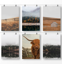 Load image into Gallery viewer, Farmhouse Landscape Wall Art, 6 Piece Wall Art, Fall Wall Art, Cow Photo, Rustic Decor