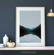 Load image into Gallery viewer, Teal Mountain Mirror Lake Nordic Landscape Wall Art