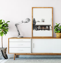 Load image into Gallery viewer, Wood-framed Wooden Cabin Covered in Snow Poster