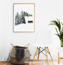 Load image into Gallery viewer, Wooden-framed Snowy House In A Winter Forest Poster