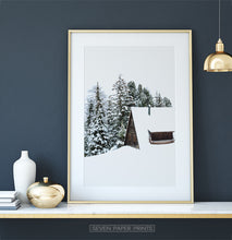 Load image into Gallery viewer, Gold-framed Snowy House In A Winter Forest Poster
