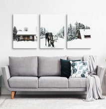 Load image into Gallery viewer, Moose winter and winter nature set of 3 canvases #161