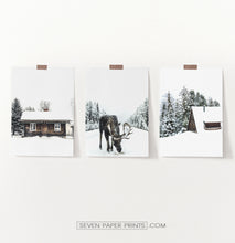 Load image into Gallery viewer, Moose Winter Forest Set of 3 Digital Prints