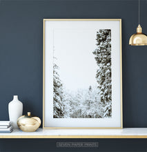 Load image into Gallery viewer, Gold-framed Covered In Snow Forest Clearing Wall Art