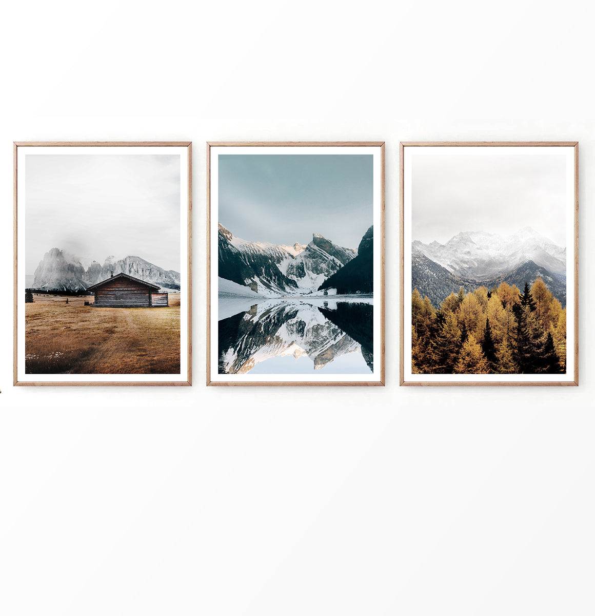 Snowy Mountain Landscape Wall Art | Set of 3 Prints – Seven Paper