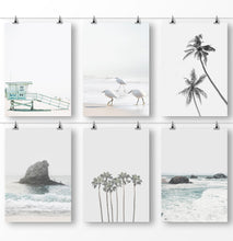 Load image into Gallery viewer, Gray Coastal Wall Art, Set of 6 Prints, Beach Photography, Sad Ocean Pictures