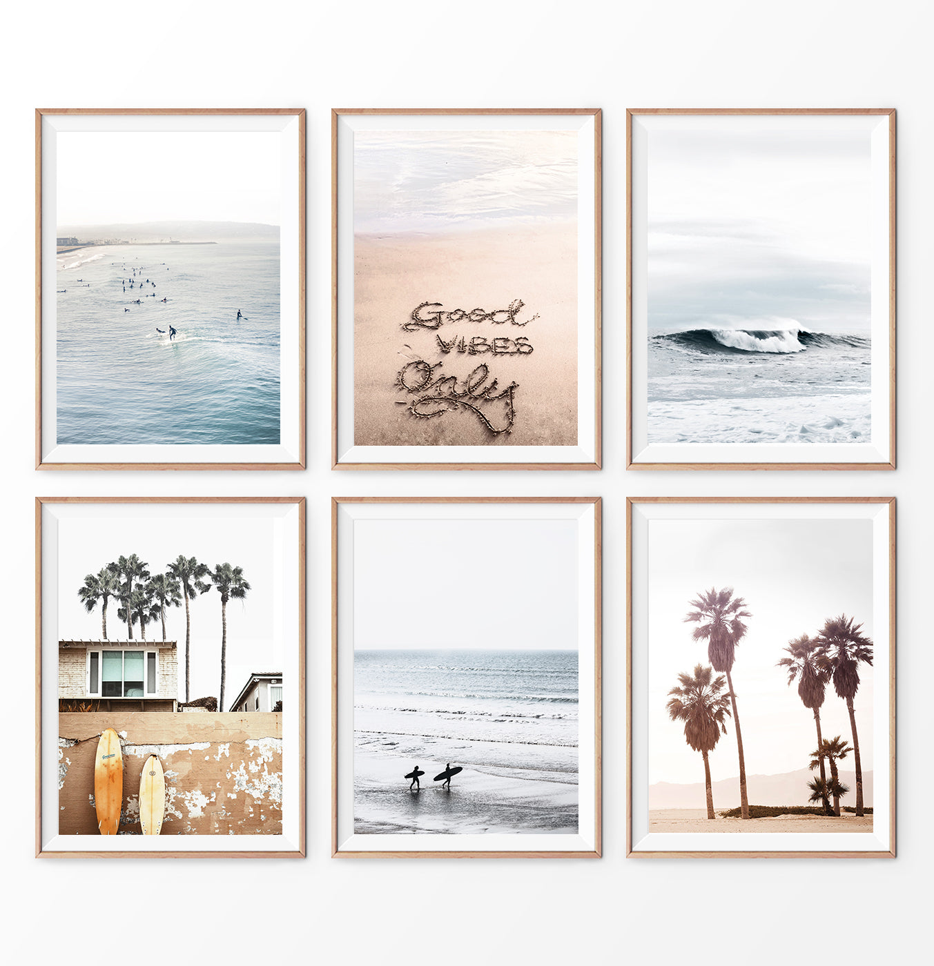 Summer Beach Wall Art Set of 6 | Ocean Surf Photography – Seven