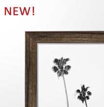 Load image into Gallery viewer, Board Against A Palm, Ocean Surfing 3 Framed Art Prints in b/w