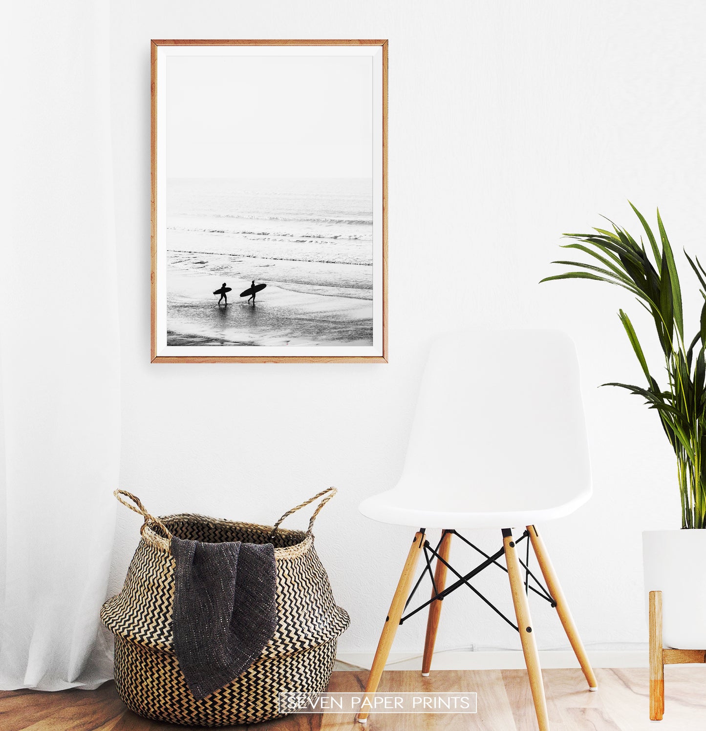 Black and White Surfers Photo Print