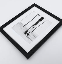 Load image into Gallery viewer, Board Against A Palm, Ocean Surfing 3 Framed Art Prints in b/w