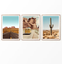 Load image into Gallery viewer, Desert Landscape with Grand Canyon and Retro Van Set of 3