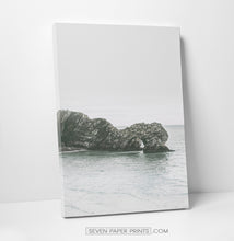 Load image into Gallery viewer, Gray tropical palms and ocean wall art. 3 piece canvas #190