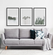 Load image into Gallery viewer, Three framed photo prints with a rock and some palms 2