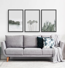 Load image into Gallery viewer, Three framed photo prints with a rock and some palms 4