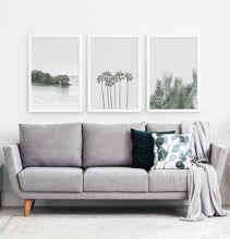 Load image into Gallery viewer, Three framed photo prints with a rock and some palms