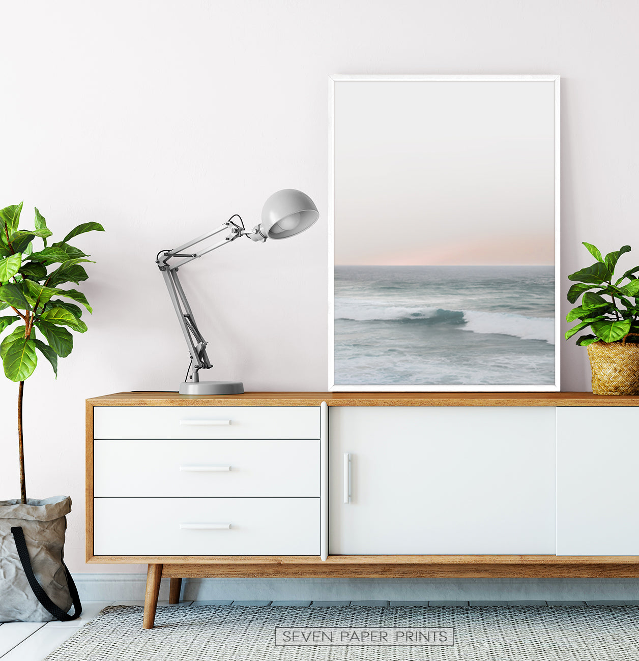 Santa Monica Beach Wall Art with Calm Ocean Water