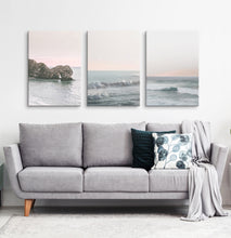 Load image into Gallery viewer, Pink beach wall decor. Set of 3 canvases #191