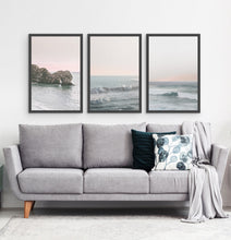 Load image into Gallery viewer, Three ocean photos in frames on a living room wall 2