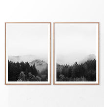 Load image into Gallery viewer, Black and White Mountain Forest Set of 2 Wall Art