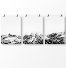 Load image into Gallery viewer, Mountain landscape, black and white, Nordic Nature Poster, Minimalist Photo, Digital Photography, Snowy Range