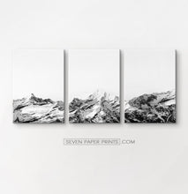 Load image into Gallery viewer, Black white mountains with snow. 3 piece canvas art #215