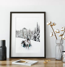 Load image into Gallery viewer, Christmas Sleigh Reindeer In Snowy Forest Wall Decor