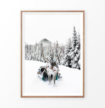 Load image into Gallery viewer, Christmas Sleigh Reindeer In Snowy Forest Wall Decor