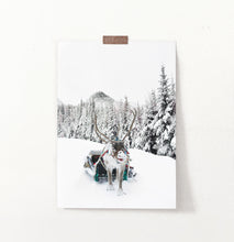 Load image into Gallery viewer, Christmas Sleigh Reindeer In Snowy Forest Wall Decor