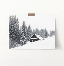 Load image into Gallery viewer, Lovely Shack On Snowy Hill And Spruce Print
