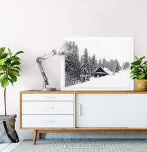 Load image into Gallery viewer, Lovely Shack On Snowy Hill And Spruce Print