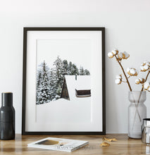 Load image into Gallery viewer, Black-framed Snowy House In A Winter Forest Poster