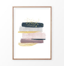 Load image into Gallery viewer, Brush Strokes Abstract Painting with Gold, Pink, Navy Blue and Gray