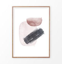 Load image into Gallery viewer, Wooden-Framed Handpainted Watercolor Print with Beige, Black and Brown