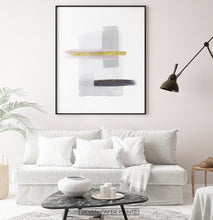 Load image into Gallery viewer, Gray and Black Abstract Painting with Gold Stroke