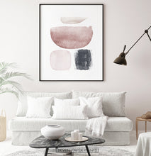Load image into Gallery viewer, Watercolor Abstract Pink, Navy Blue and Powder Colors Art Poster