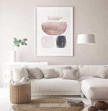 Load image into Gallery viewer, Watercolor Abstract Pink, Navy Blue and Powder Colors Art Poster