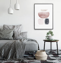 Load image into Gallery viewer, Watercolor Abstract Pink, Navy Blue and Powder Colors Art Poster