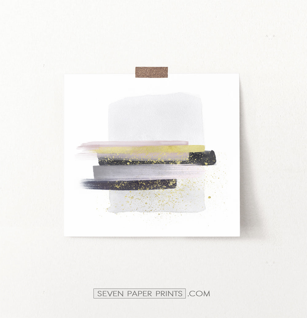 Boho Smears Wall Art with Gray, Gold and Black Colors