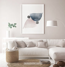 Load image into Gallery viewer, Pink and Blue Abstract Jellyfishes with Black Stones Wall Art