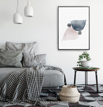 Load image into Gallery viewer, Pink and Blue Abstract Jellyfishes with Black Stones Wall Art