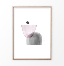 Load image into Gallery viewer, Brown-Framed Pink and Gray Abstract Wall Art