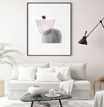 Load image into Gallery viewer, Black-Framed Pink and Gray Abstract Wall Art