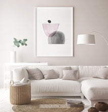 Load image into Gallery viewer, White-Framed Pink and Gray Abstract Wall Art